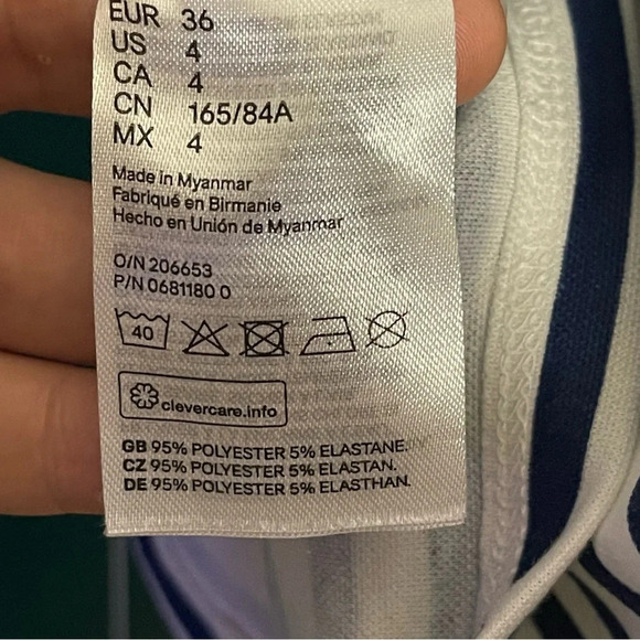 H&M DIVIDED Blue and White Striped Scoop Neck A Line Mini Tank Dress Size 4 - Picture 6 of 7